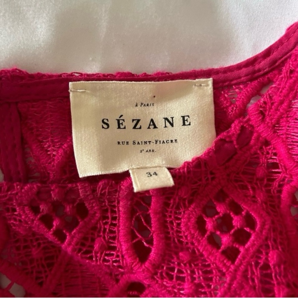 SEZANE Elegant Pink Lace Women's Top - Picture 4 of 9